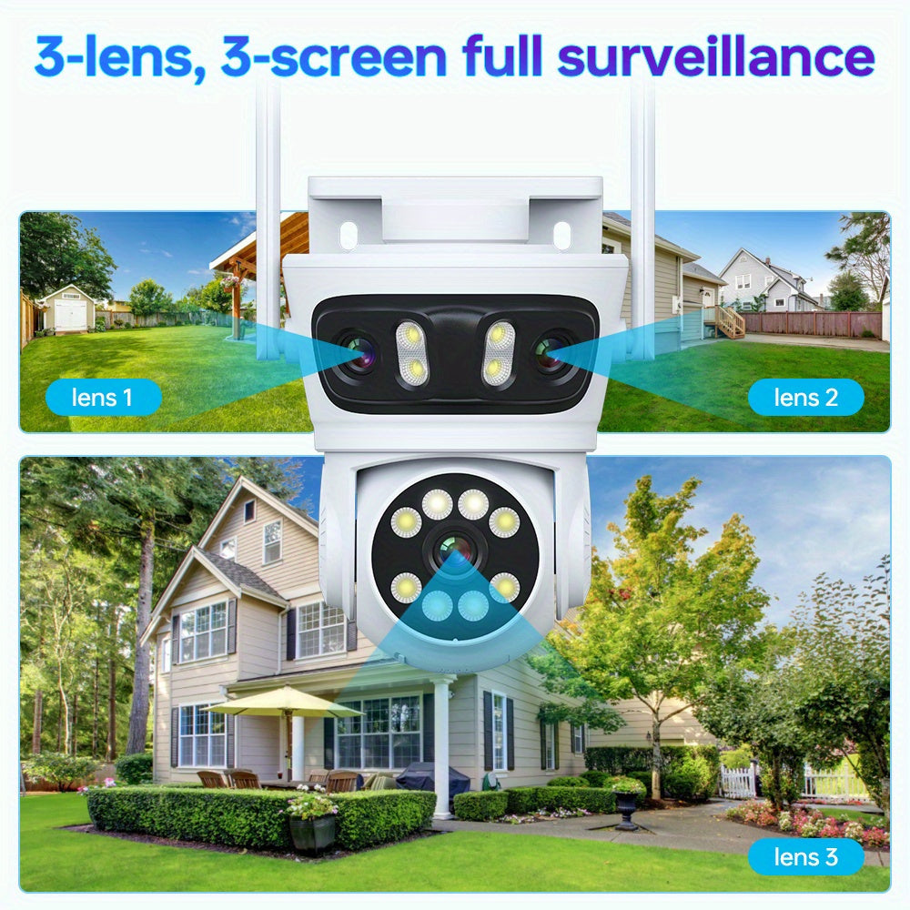 Outdoor Security Camera with 360 View Human Detection Auto Tracking Color Night Vision Two-Way Audio Waterproof