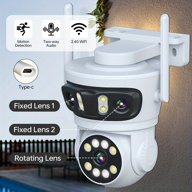 Outdoor Security Camera with 360 View Human Detection Auto Tracking Color Night Vision Two-Way Audio Waterproof