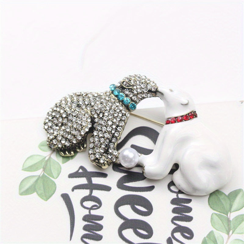 Broche de oso polar de esmalte con pedrería en forma de animal para chaquetas y regalos