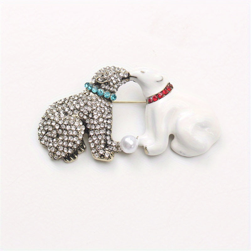 Broche de oso polar de esmalte con pedrería en forma de animal para chaquetas y regalos