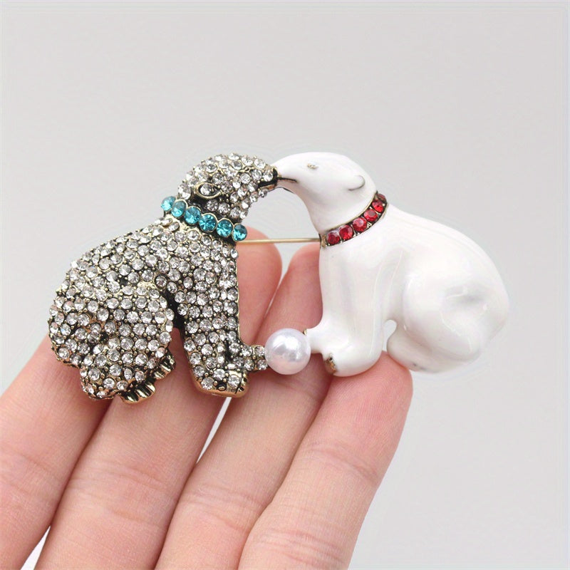 Broche de oso polar de esmalte con pedrería en forma de animal para chaquetas y regalos