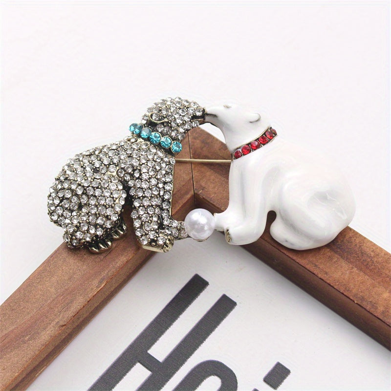 Broche de oso polar de esmalte con pedrería en forma de animal para chaquetas y regalos