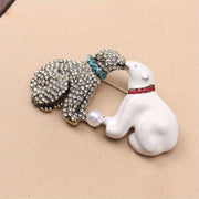 Broche de oso polar de esmalte con pedrería en forma de animal para chaquetas y regalos