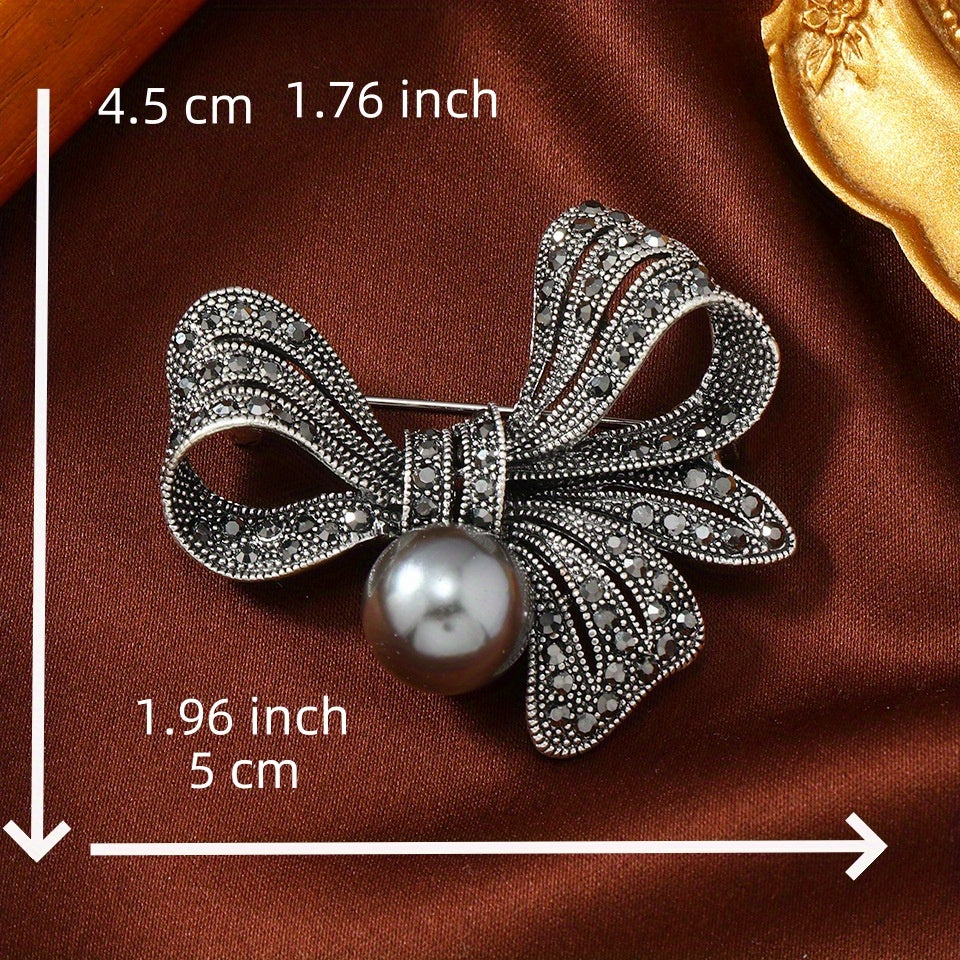 Crystal Bow Brooch Pin Rhinestone Ribbon Badge for Women and Men