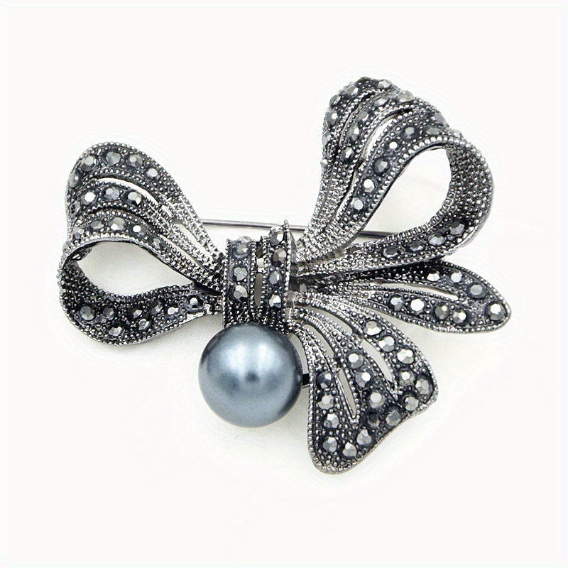 Crystal Bow Brooch Pin Rhinestone Ribbon Badge for Women and Men