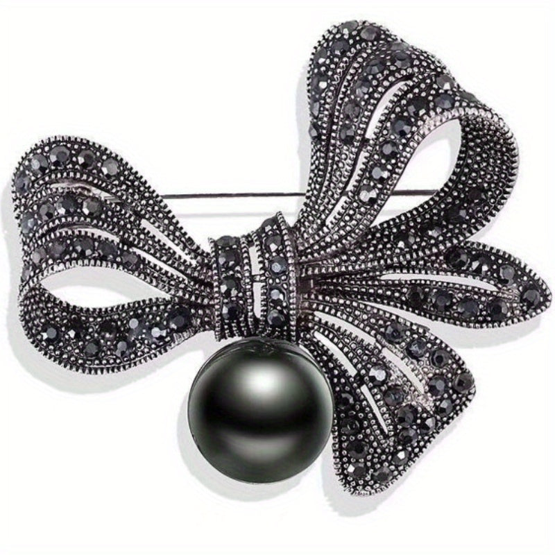 Crystal Bow Brooch Pin Rhinestone Ribbon Badge for Women and Men
