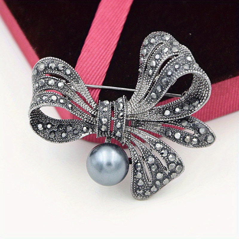Crystal Bow Brooch Pin Rhinestone Ribbon Badge for Women and Men