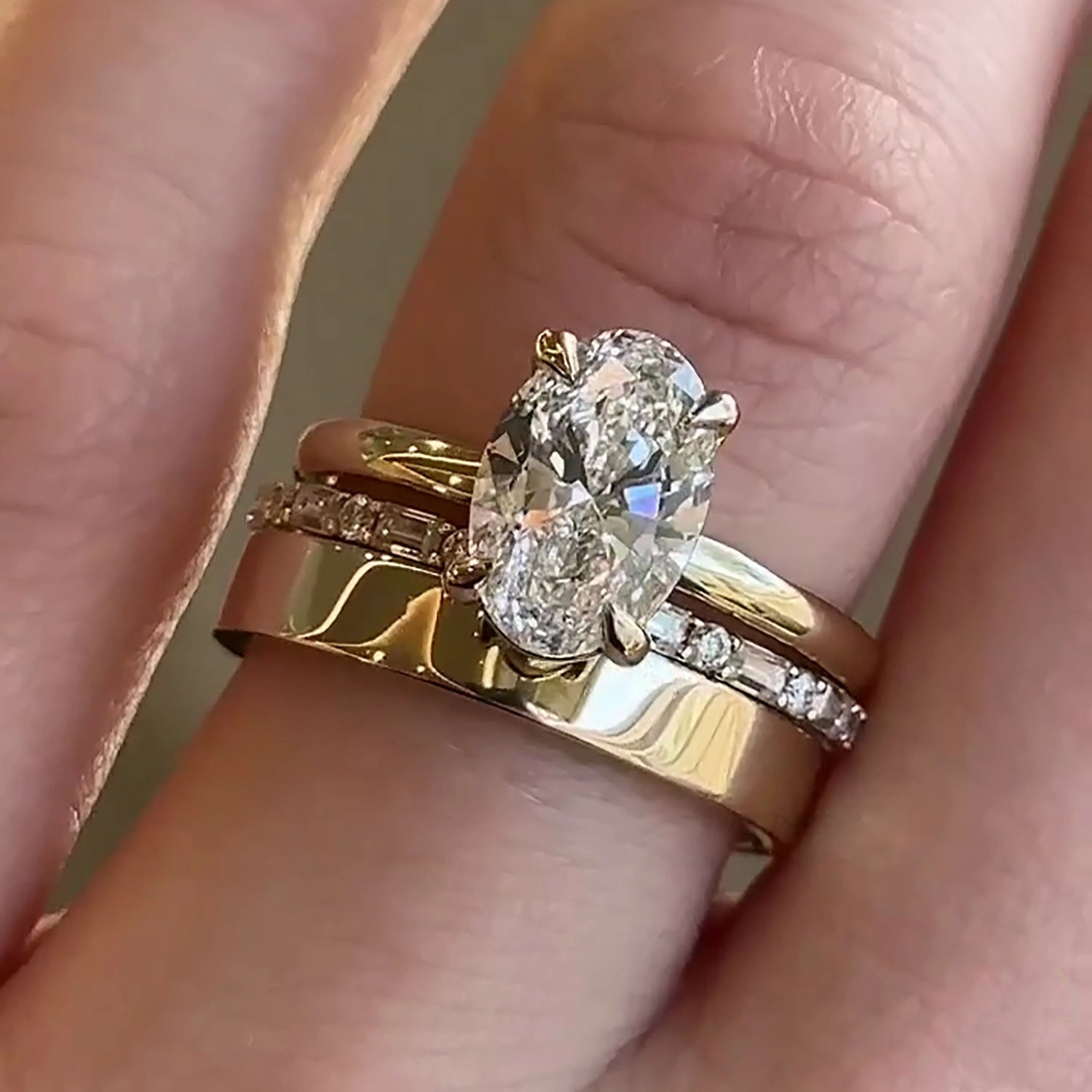 Oval Cubic Zirconia Bridal Ring Set for Women Engagement and Promise Rings