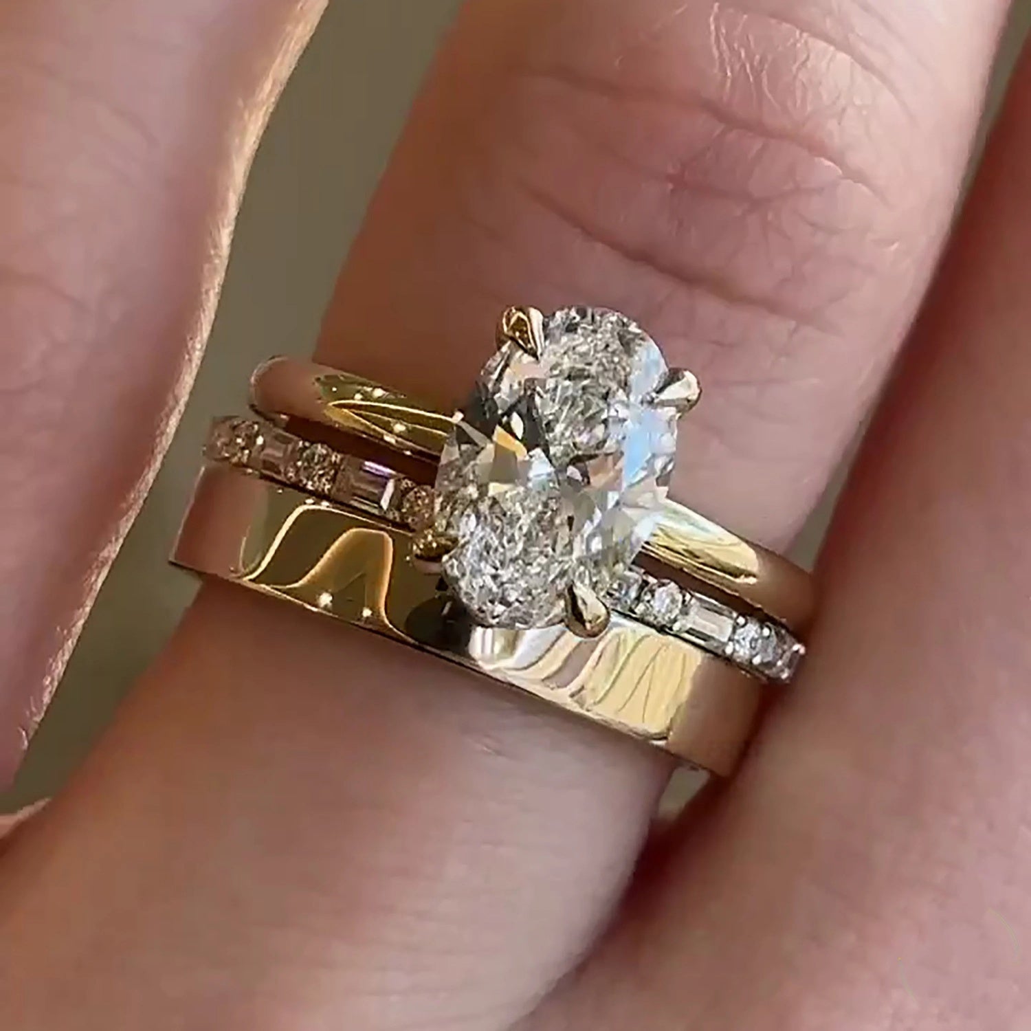 Oval Cubic Zirconia Bridal Ring Set for Women Engagement and Promise Rings