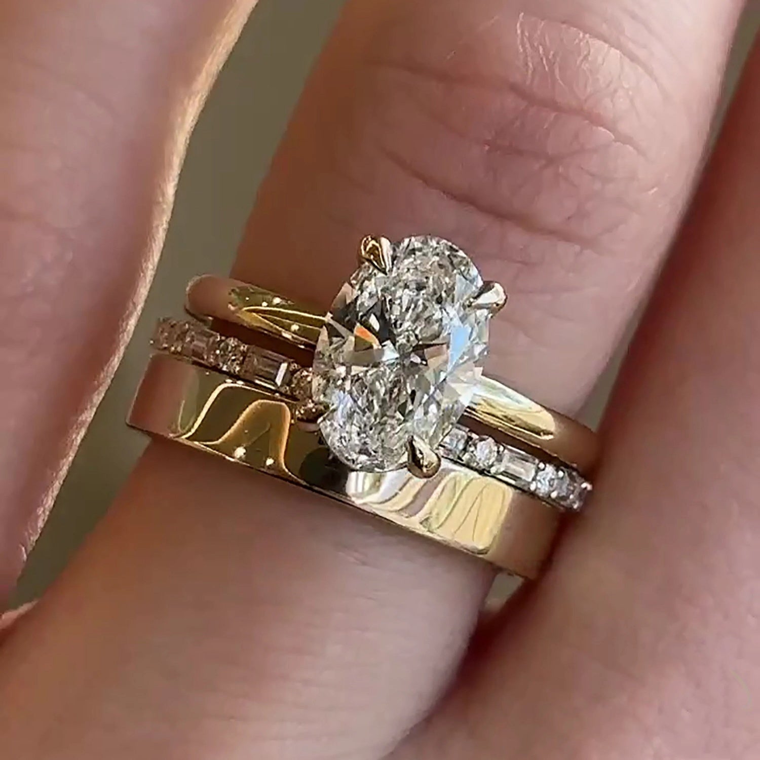 Oval Cubic Zirconia Bridal Ring Set for Women Engagement and Promise Rings