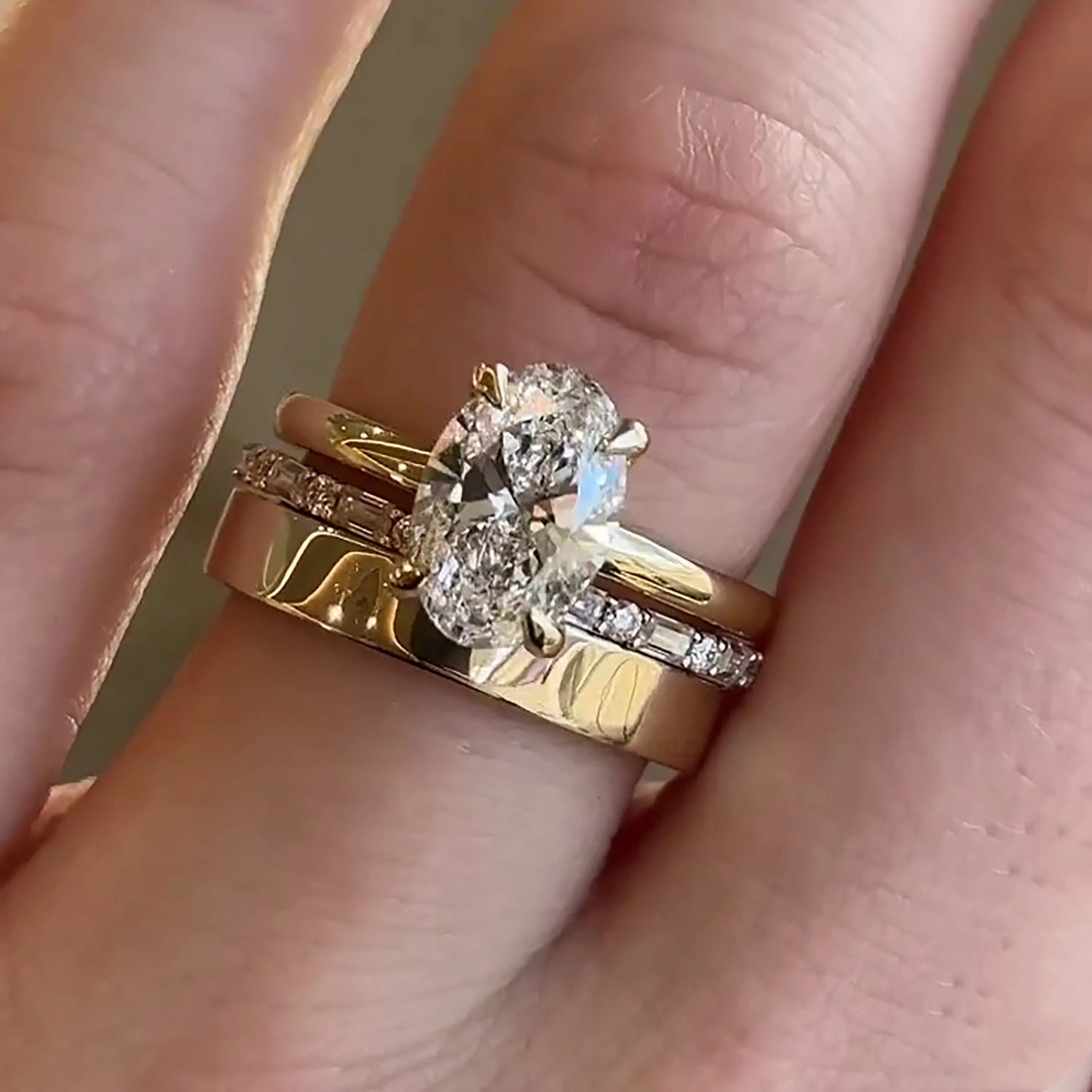 Oval Cubic Zirconia Bridal Ring Set for Women Engagement and Promise Rings