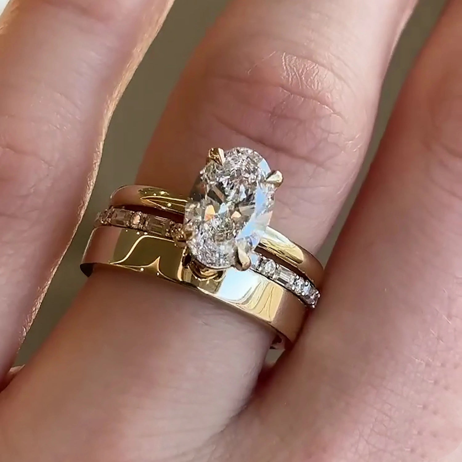 Oval Cubic Zirconia Bridal Ring Set for Women Engagement and Promise Rings