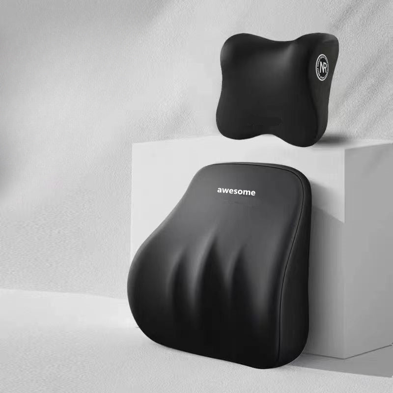 Memory Foam Car Headrest and Lumbar Support Set for Universal Fit in Car Seats