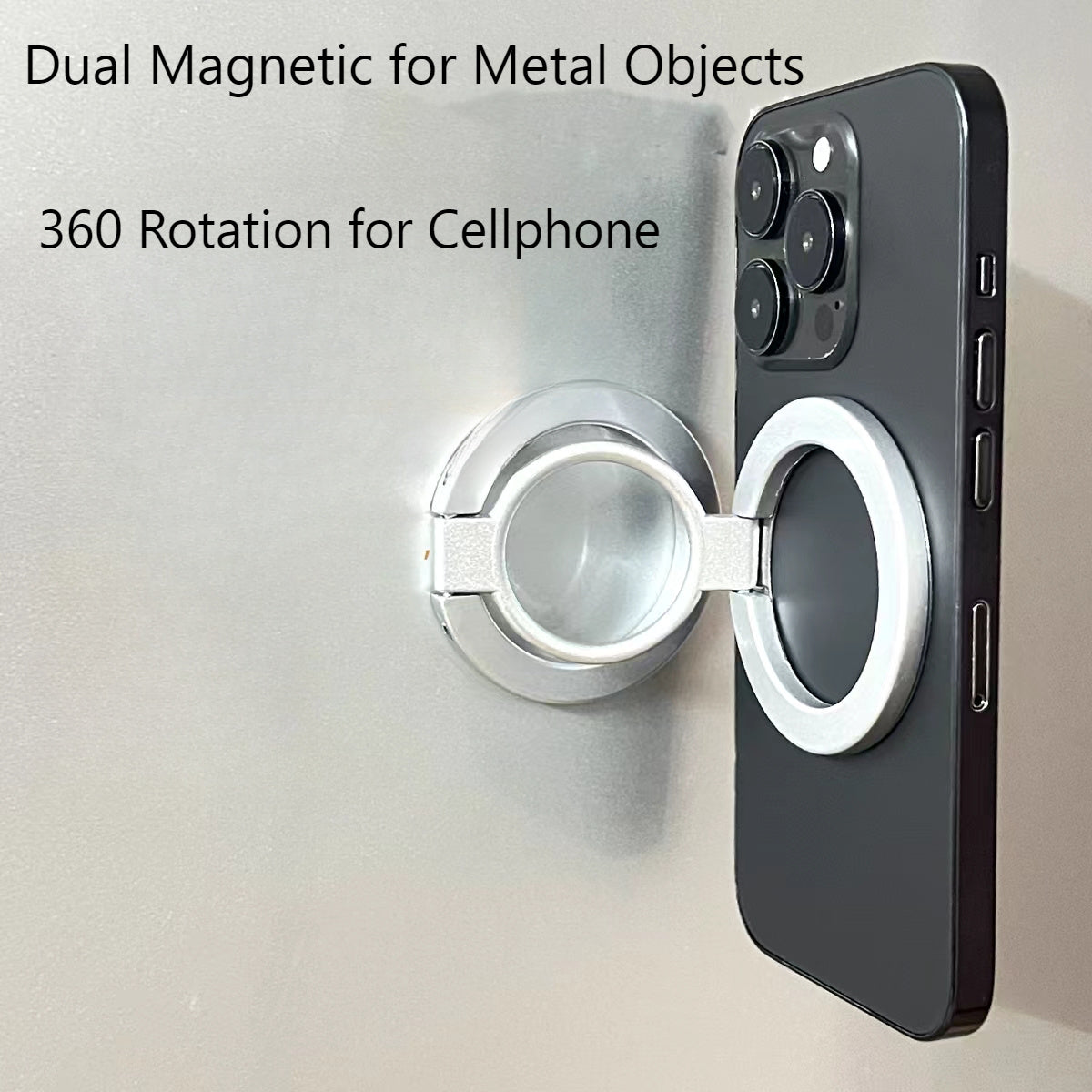 Dual Magnetic Phone Ring Holder with Adjustable Grip and Kickstand for Smartphones