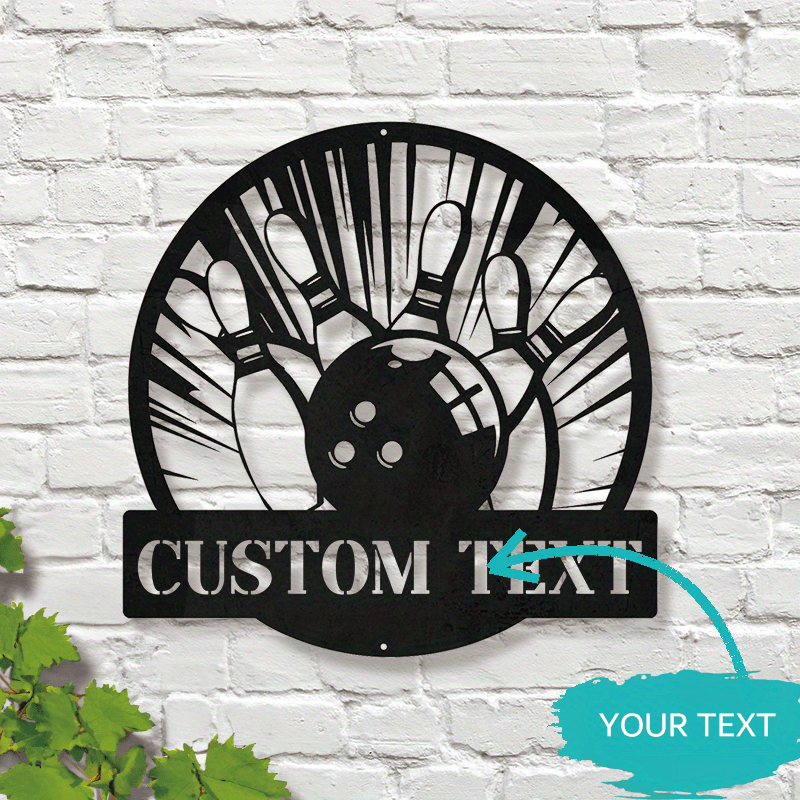 Vintage bowling silueti bilan metall devor san'ati, moslashtirilishi mumkin, qora rangda mavjud. Uy va bog' dekorini yaxshilash uchun ideal.