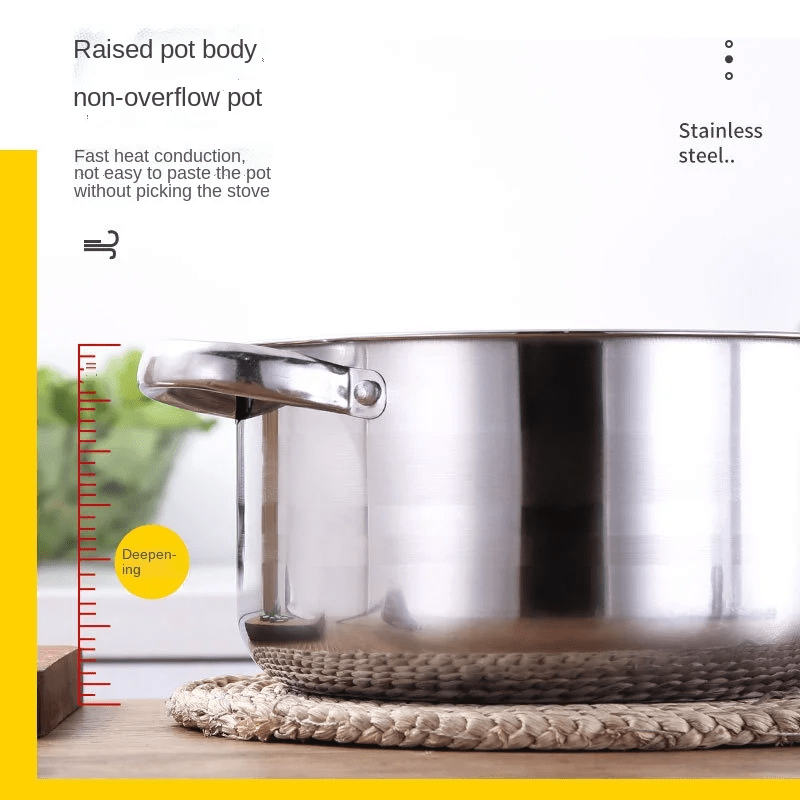 Set of 5 Stainless Steel Cookware Pots with Lids, Heat-Proof Handles