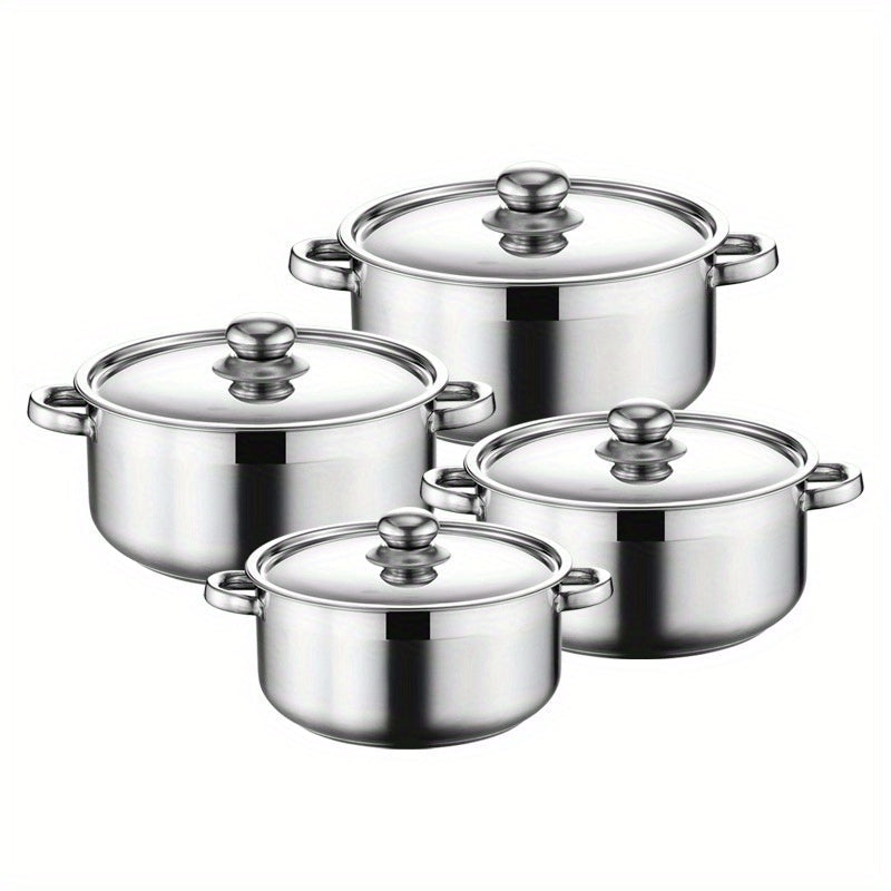 Stainless Steel Cookware Set with Multi-Layer Bottoms, Durable Soup Pots