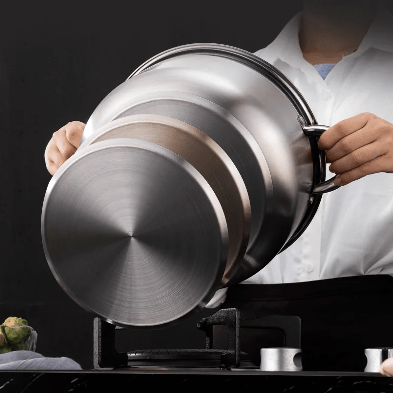 Stainless Steel Cookware Set with Multi-Layer Bottoms, Durable Soup Pots