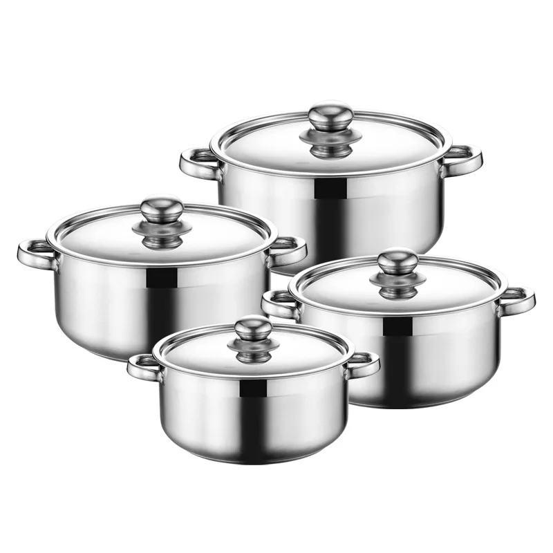 Stainless Steel Cookware Set with Multi-Layer Bottoms, Durable Soup Pots