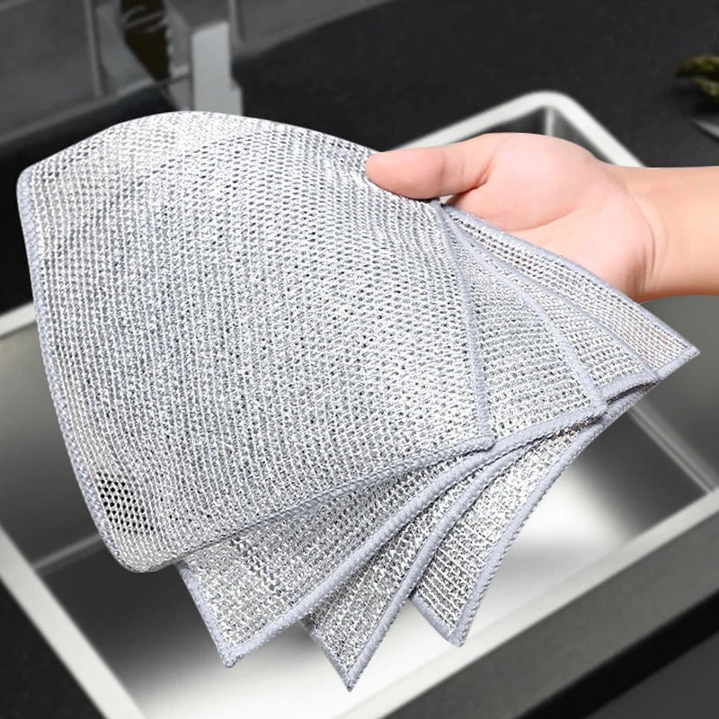 Reusable Non-Scratch Dish and Cookware Cleaning Sponges 30-Pack Microfiber and Steel Mesh Pads