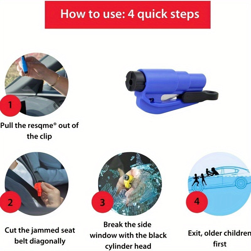 Emergency Car Escape Tool Belt Cutter and Fire Hammer Keychain Durable PET