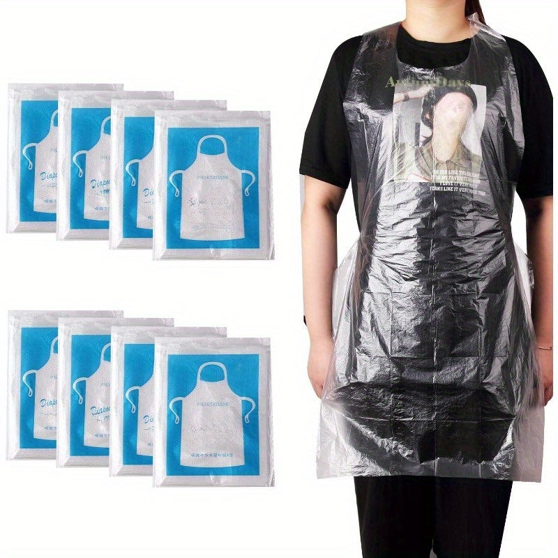 Bir martalik shaffof polietilen apronlar, 200 ta, 100 yoki 10 ta, oshxona, BBQ, oziq-ovqat bilan aloqa uchun