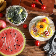 Elastic Food Storage Covers Set of 100 Plastic Wraps for Fruits Vegetables Meat