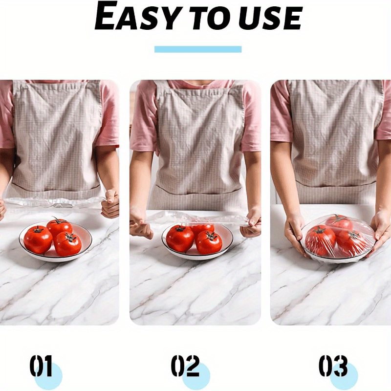 Set of 100 Reusable Plastic Food Storage Covers for Fruits Vegetables Meats