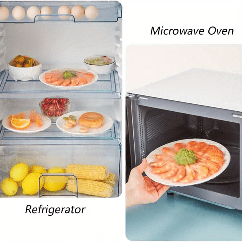 Set of 100 Reusable Plastic Food Storage Covers for Fruits Vegetables Meats