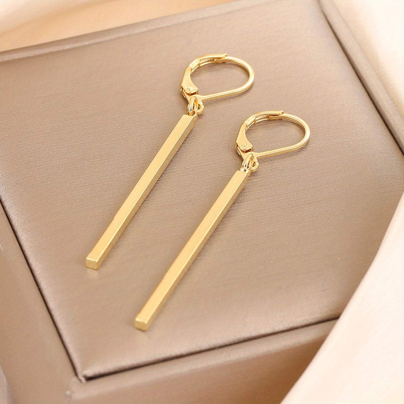 Geometric Drop Earrings for Women 18K Gold Plated Copper Tassel Dangle Jewelry