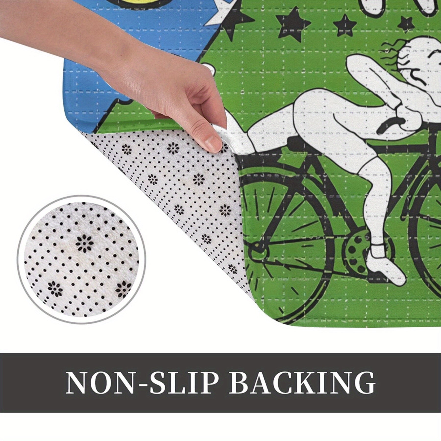 Non-Slip Polyester Doormat for Kitchen Hallway Bedroom Machine Washable