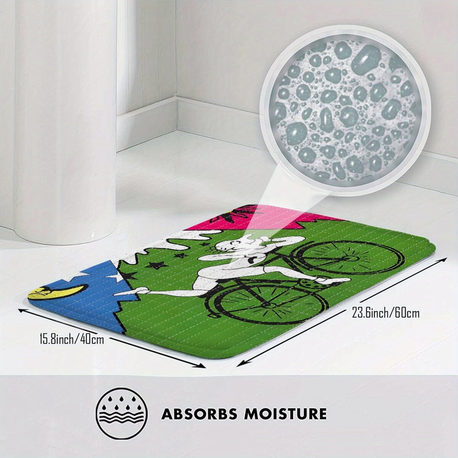 Non-Slip Polyester Doormat for Kitchen Hallway Bedroom Machine Washable