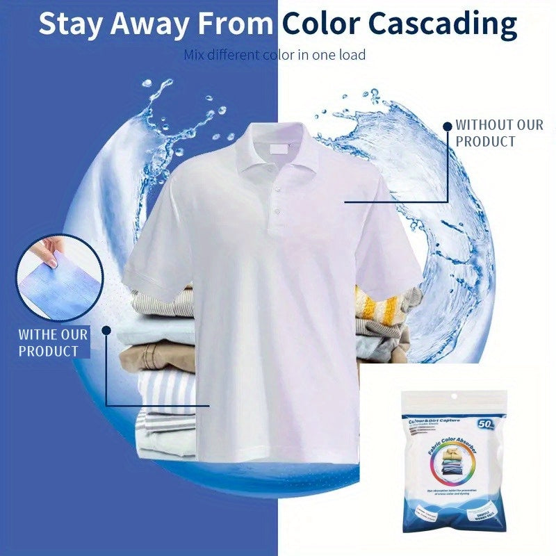 50 Color Catcher Laundry Sheets Prevent Fading Brighten Clothes Mixed Wash Fabric
