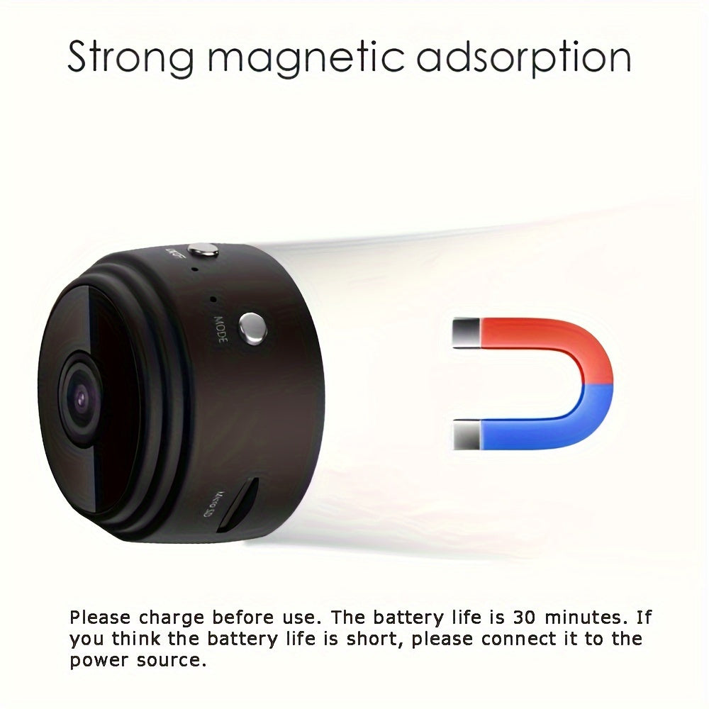 Wireless Indoor Security Camera with Night Vision 360° Rotating Lens Rechargeable Battery