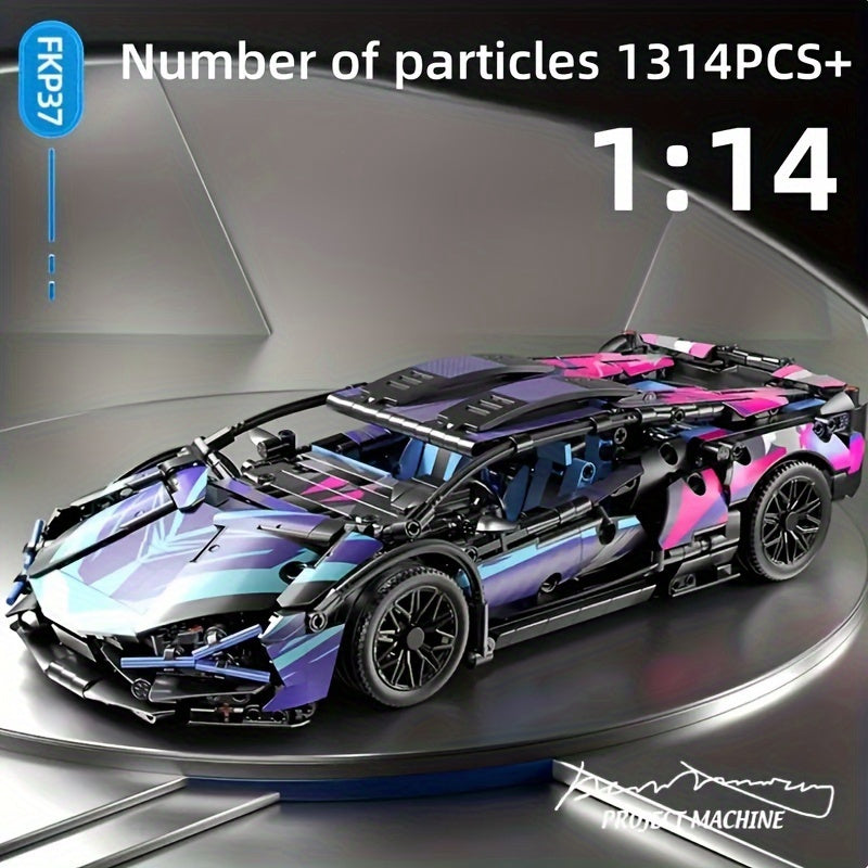 14 Scale Cyberpunk Racing Car Building Blocks Toy ABS Mixed Colors Easy Assembly for Collectors and Gifts