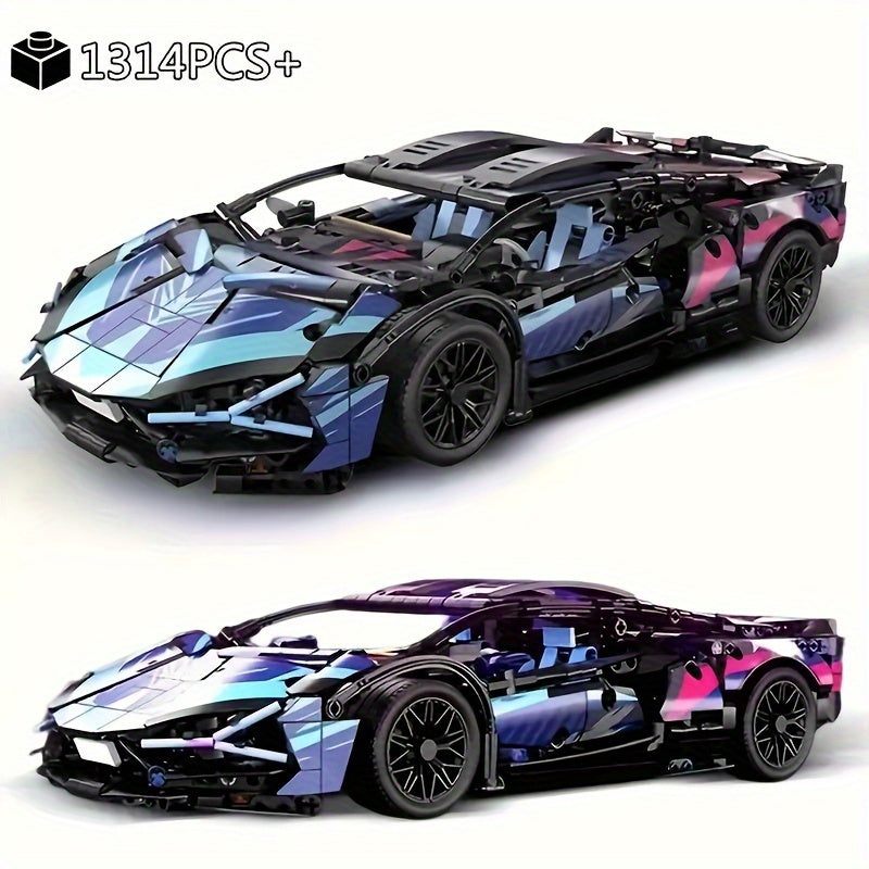 14 Scale Cyberpunk Racing Car Building Blocks Toy ABS Mixed Colors Easy Assembly for Collectors and Gifts