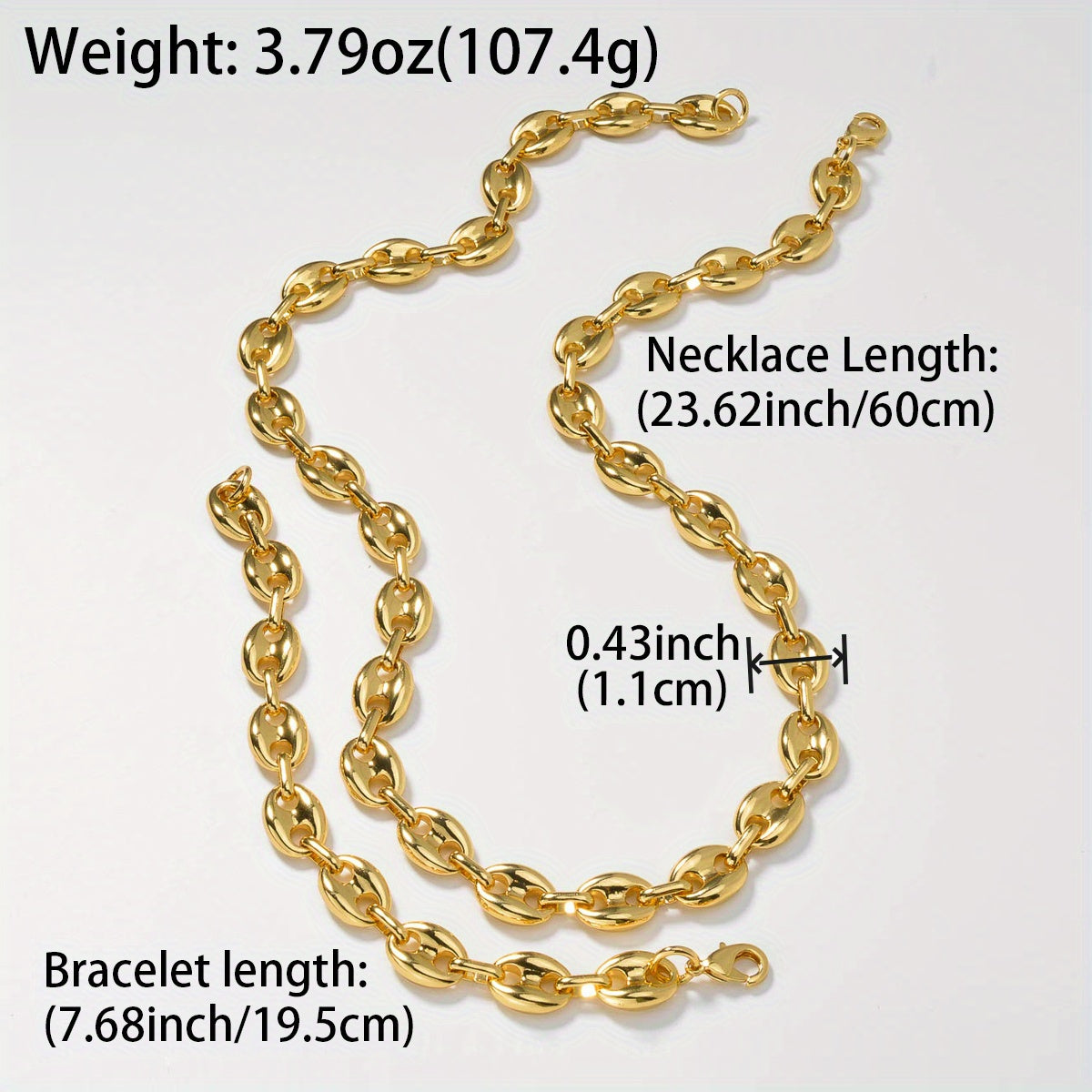 Unisex Geometric Button Necklace and Bracelet Set for Men and Women Jewelry Accessories