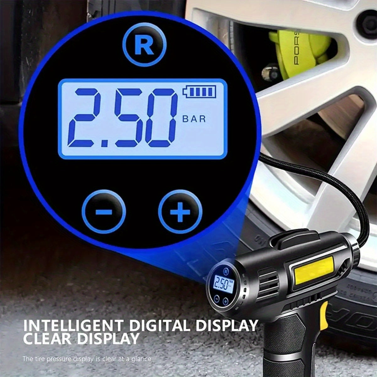 Portable Cordless Tire Inflator Pump with LED Light 150 PSI Digital Display