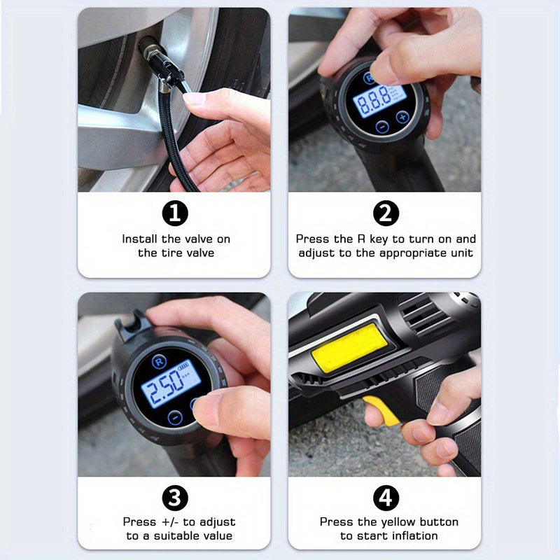 Portable Cordless Electric Air Compressor with Digital Display for Car Bike Sports Balls