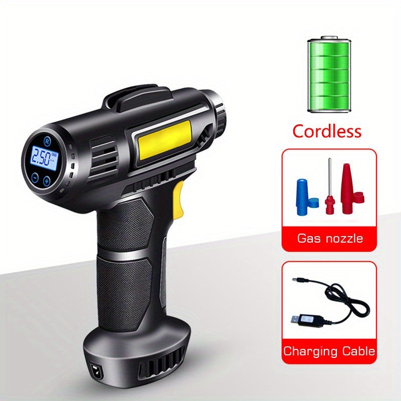 Portable Cordless Electric Air Compressor with Digital Display for Car Bike Sports Balls