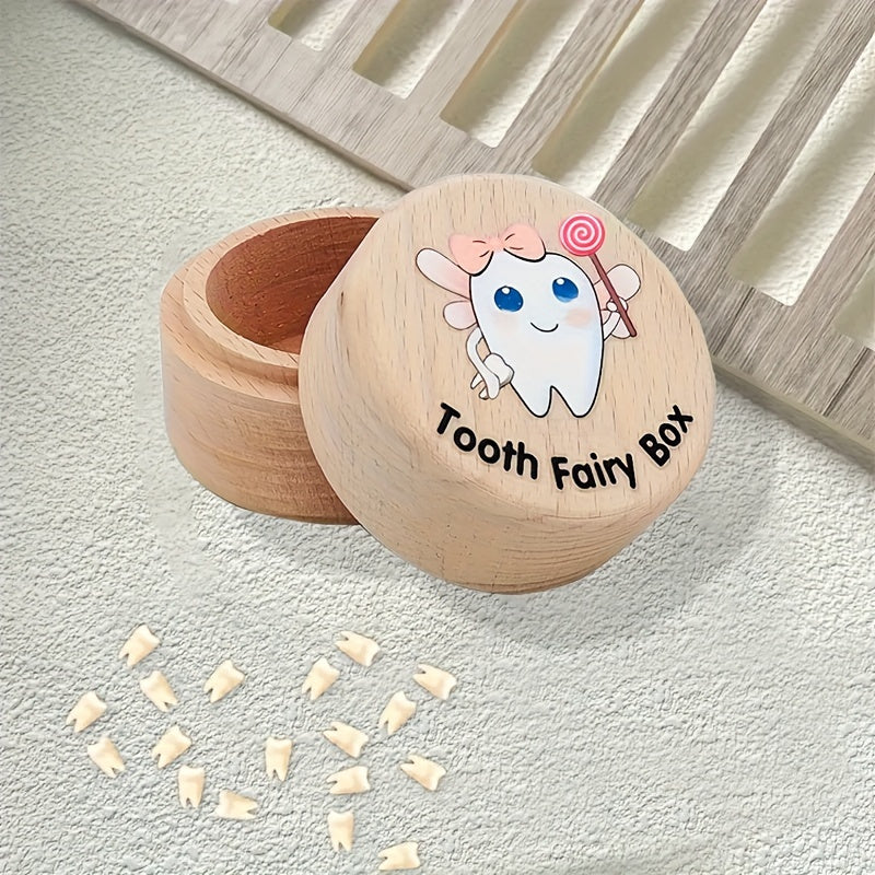 "Yog'ochdan yasalgan Tish Perisi Saqlash Qutisi - O'g'il va Qizlar uchun Ideal Sovg'a, Yoshlar Tishlari uchun Suvga Chidamli Quti, Yo'qolgan Tish Suvenirlarini Saqlash uchun Mukammal"
