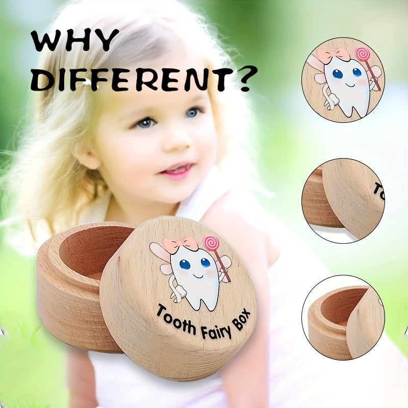 Wooden Tooth Fairy Keepsake Box with Engraving for Kids and Teens
