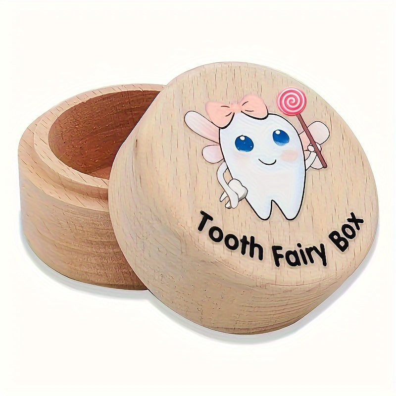 Wooden Tooth Fairy Keepsake Box with Engraving for Kids and Teens