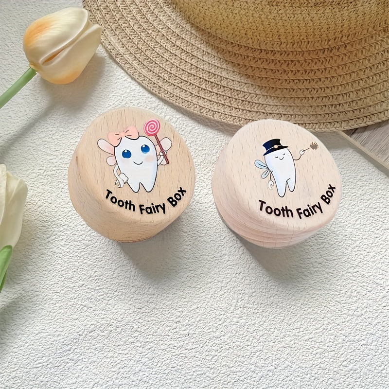 Wooden Tooth Fairy Keepsake Box with Engraving for Kids and Teens