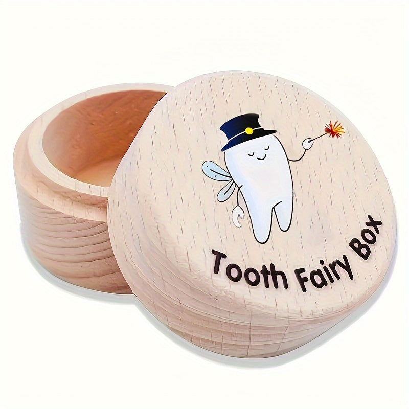 Wooden Tooth Fairy Keepsake Box with Engraving for Kids and Teens