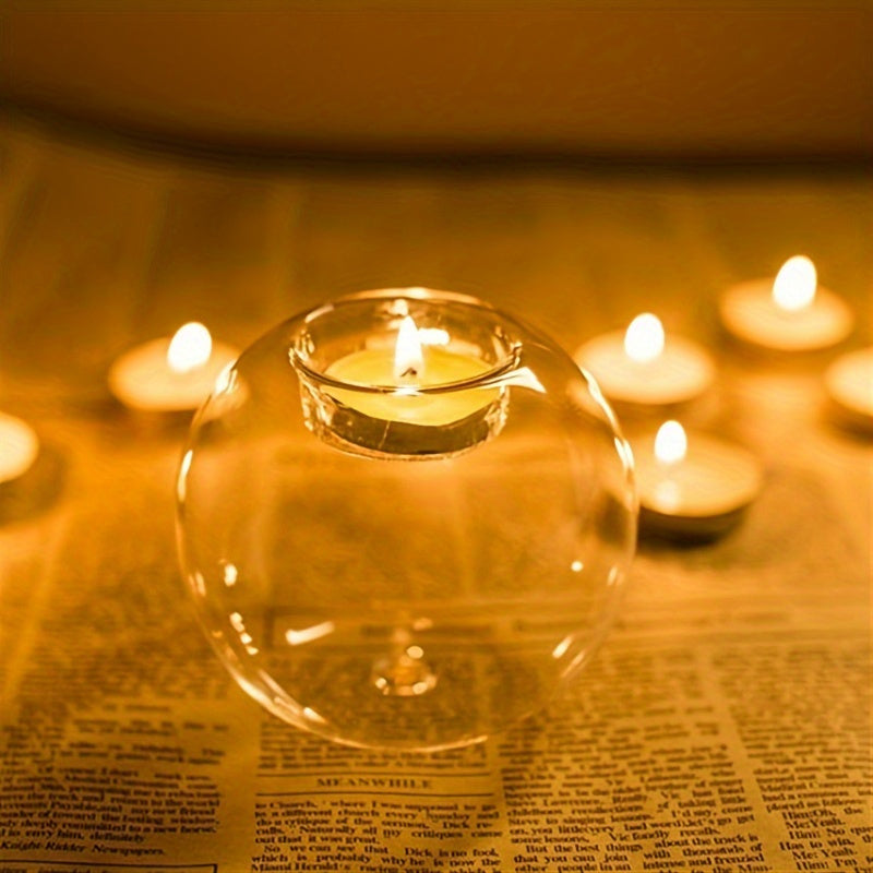 Glass Candle Holder for Decor, Tea Light, Table Centerpiece
