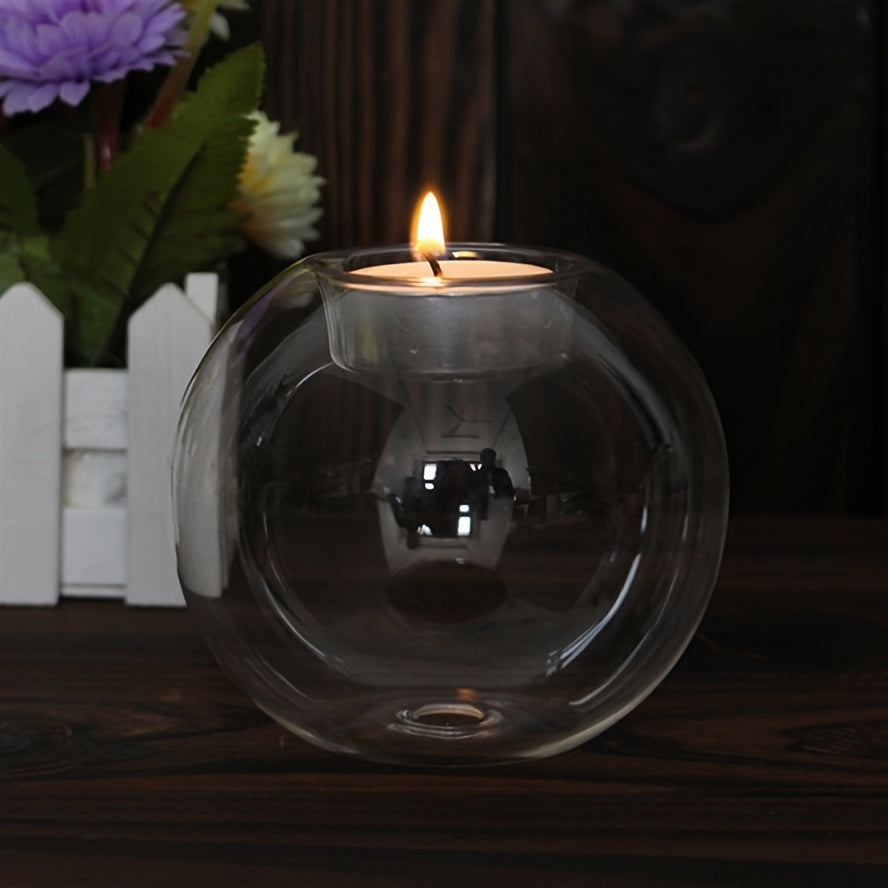 Glass Candle Holder for Decor, Tea Light, Table Centerpiece