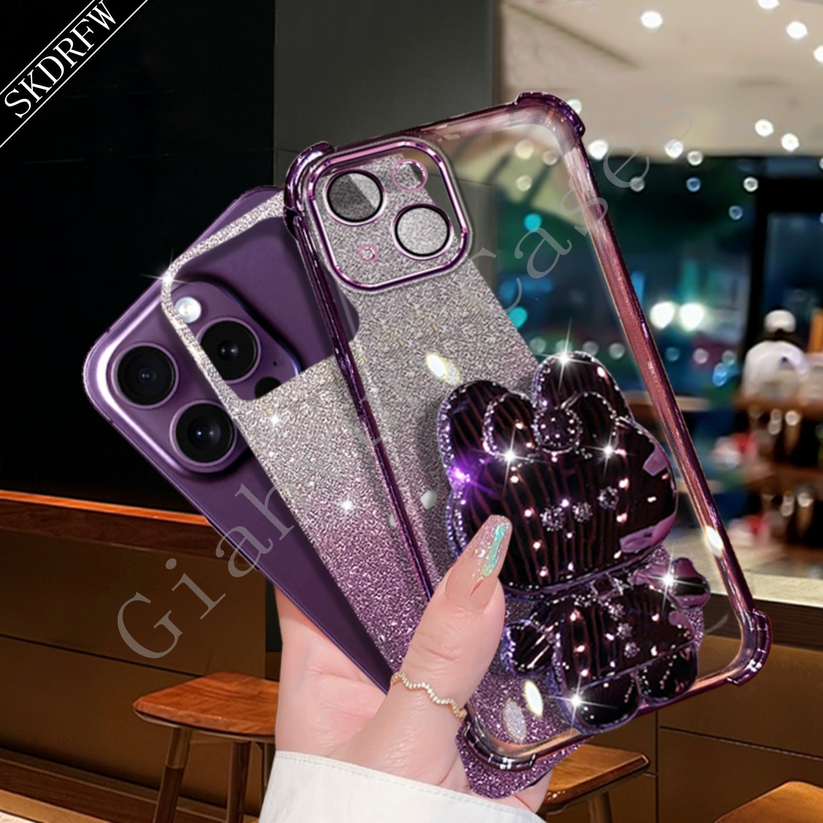 Анти-падение мягкий пластиковый чехол для телефона для Samsung S24 S23 S22 с держателем-зеркалом и защитой объектива