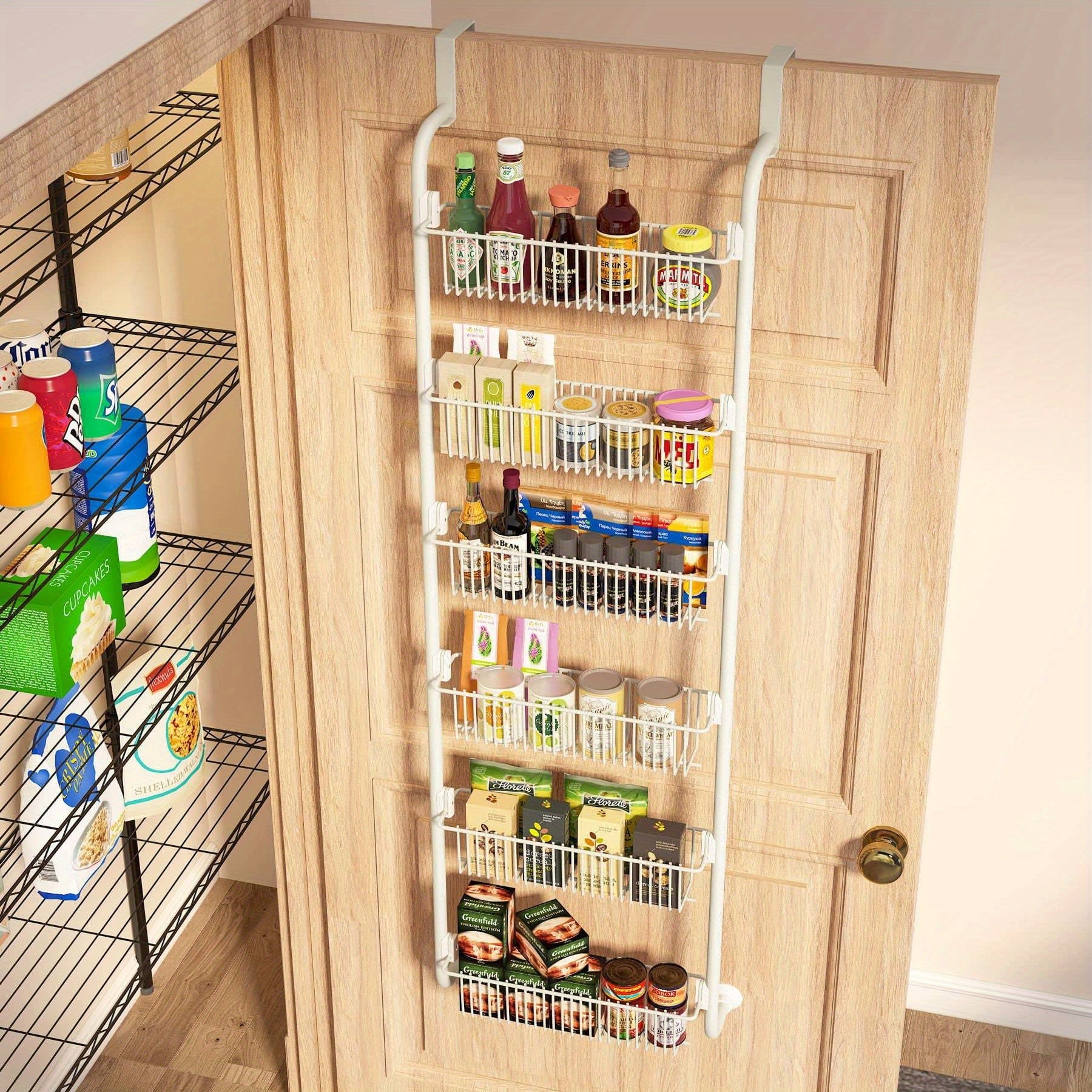 6-Tier Over-the-Door Pantry Organizer with Baskets, Metal Storage for Kitchen