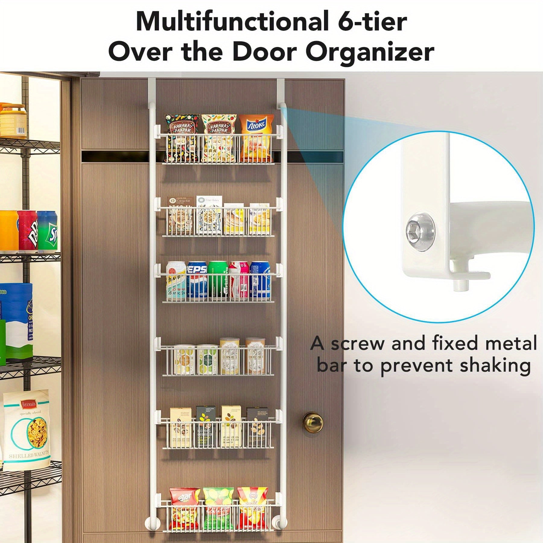 6-Tier Over-the-Door Pantry Organizer with Baskets, Metal Storage for Kitchen